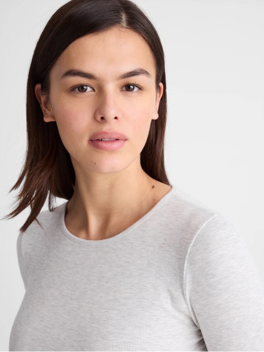 Madewell The 9-9 Tee in LuxeRib elbow sleeve Modal gray women’s Size L NWT
